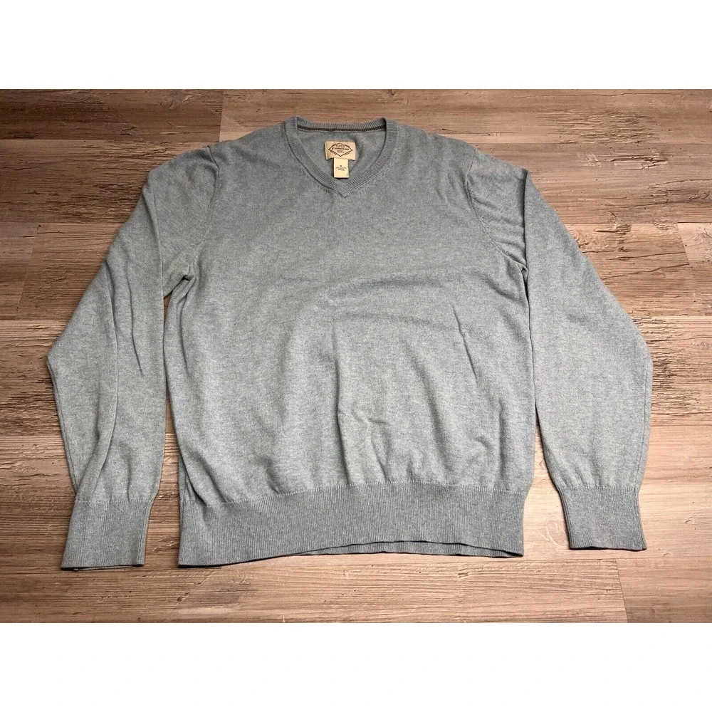 Vintage V-Neck Sweater Lightweight Cotton Blend St Johns Bay Preppy Grandpa Sz M